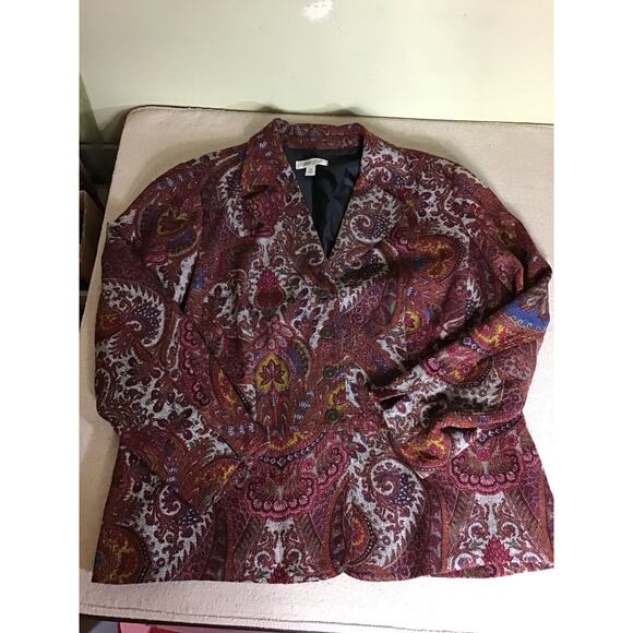 ColdWater Creek Women’s Vintage Tapestry Print Button Front Blazer Sz. 2x EUC - Picture 2 of 11